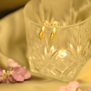 Golden Foil Textured Hoop Earrings
