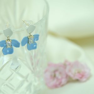 Blue Flower Petals Drop Earrings